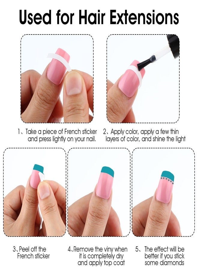 Guduling 1620 Pcs French Tip Stencils for Nails,Self-Adhesive French Nail Tip Stickers,4 Different Designs White Nails Frenchs Tips Sticker for DIY Decoration Stencil Tools(1620 pcs) - Image 4